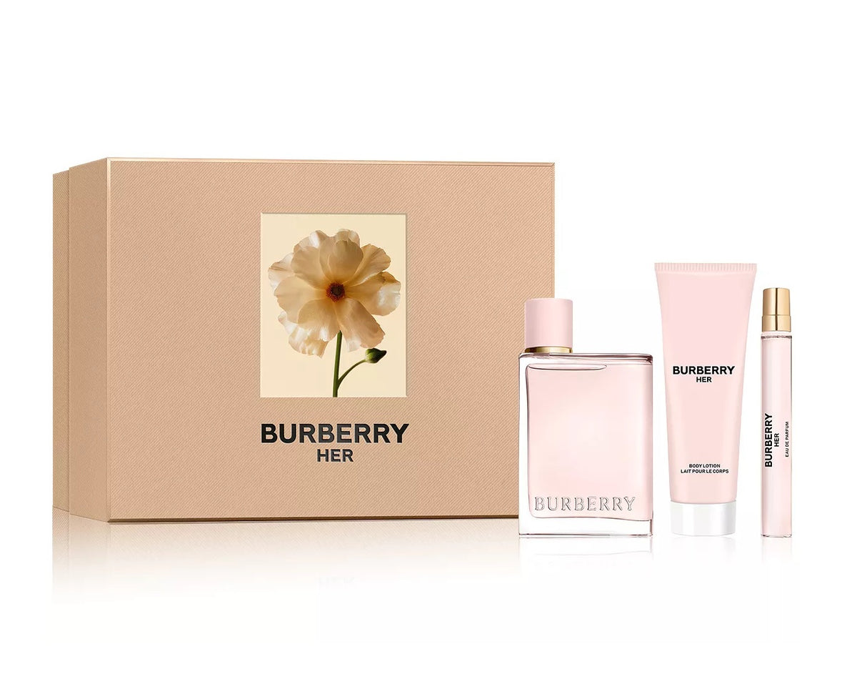 BURBERRY HER 3PC SET, WOMEN'S GIFT SET, EDP