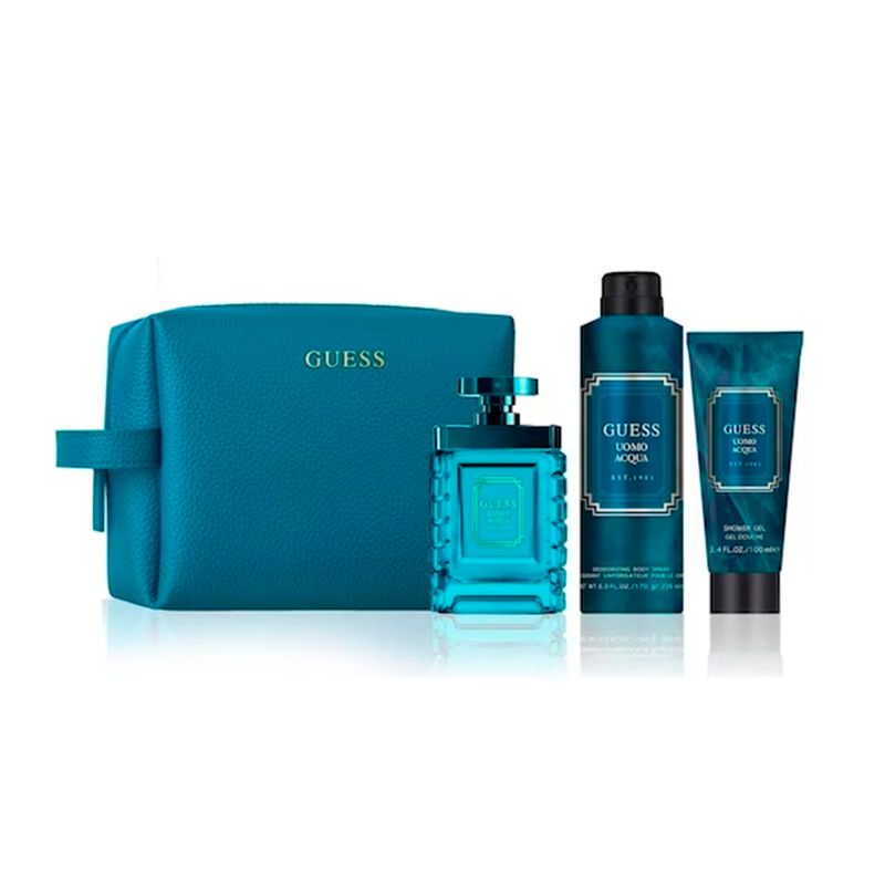 GUESS UOMO ACQUA 4PC SET, MEN'S GIFT SET, EDT