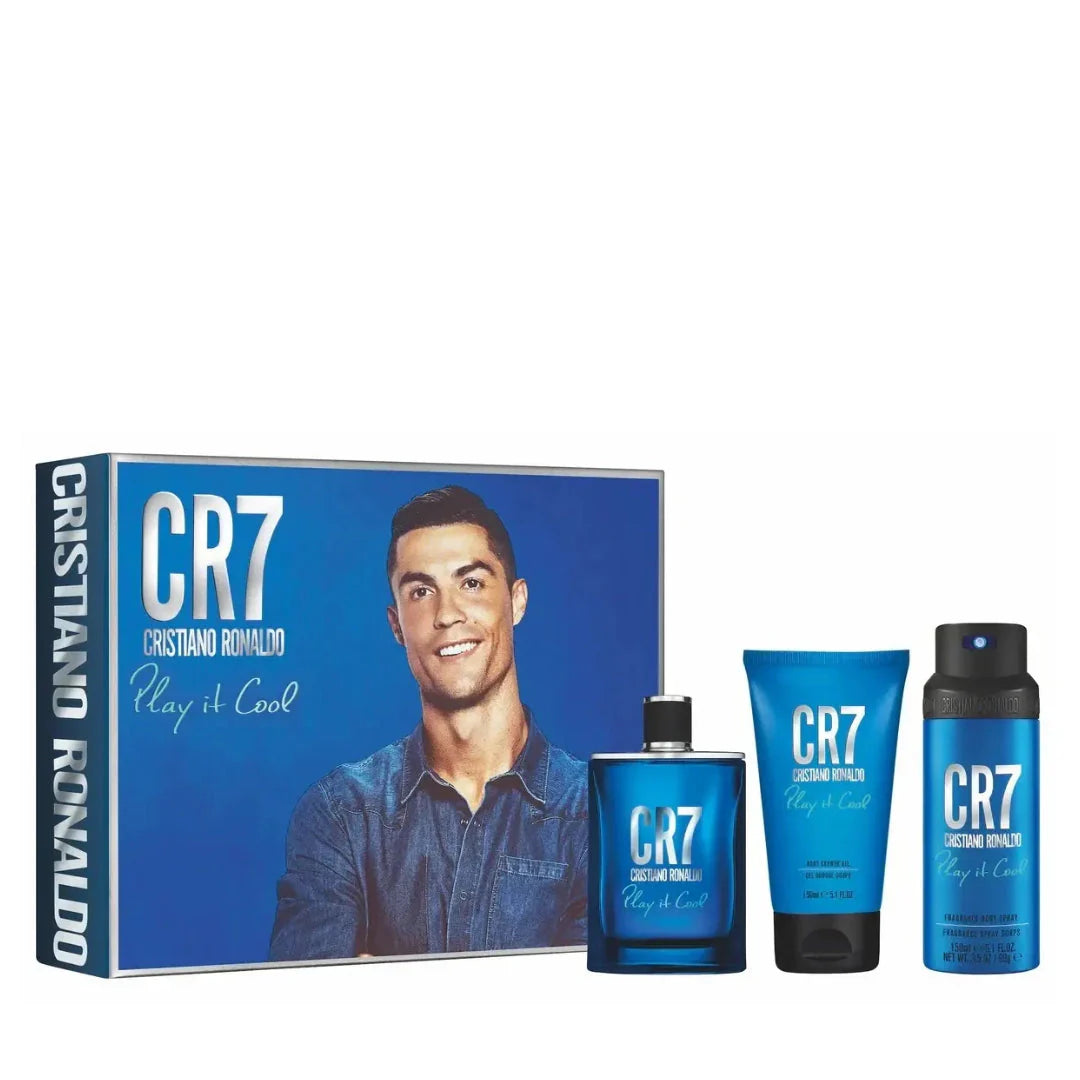 Cristiano Ronaldo Play It COOL-3.4oz (100ml) Play It Cool Cologne, 5.1oz (150ml) Shower Gel, 5.1oz (150ml) Body Spray Eau de Toilette 100ml / 3.4 oz Spray For Men - New - Image 1