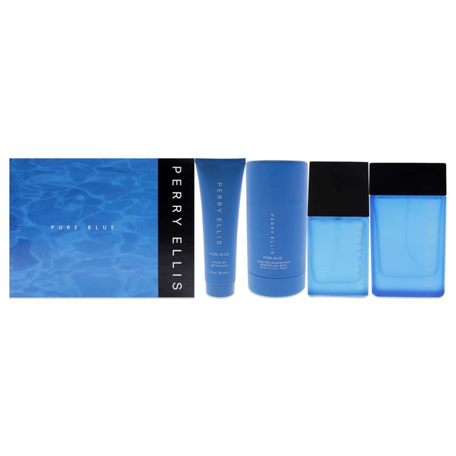 PERRY ELLIS PURE BLUE 4 PC SET, MEN'S GIFT SET, EDT