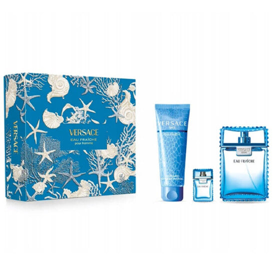 Versace Versace Fraiche 3pc Set for Men 3.4 oz Eau de Toilette Spray+5.0 oz Shower Gel+5 ml Mini Spray Eau de Toilette 100ml / 3.4 oz Spray For Men - New - Image 1