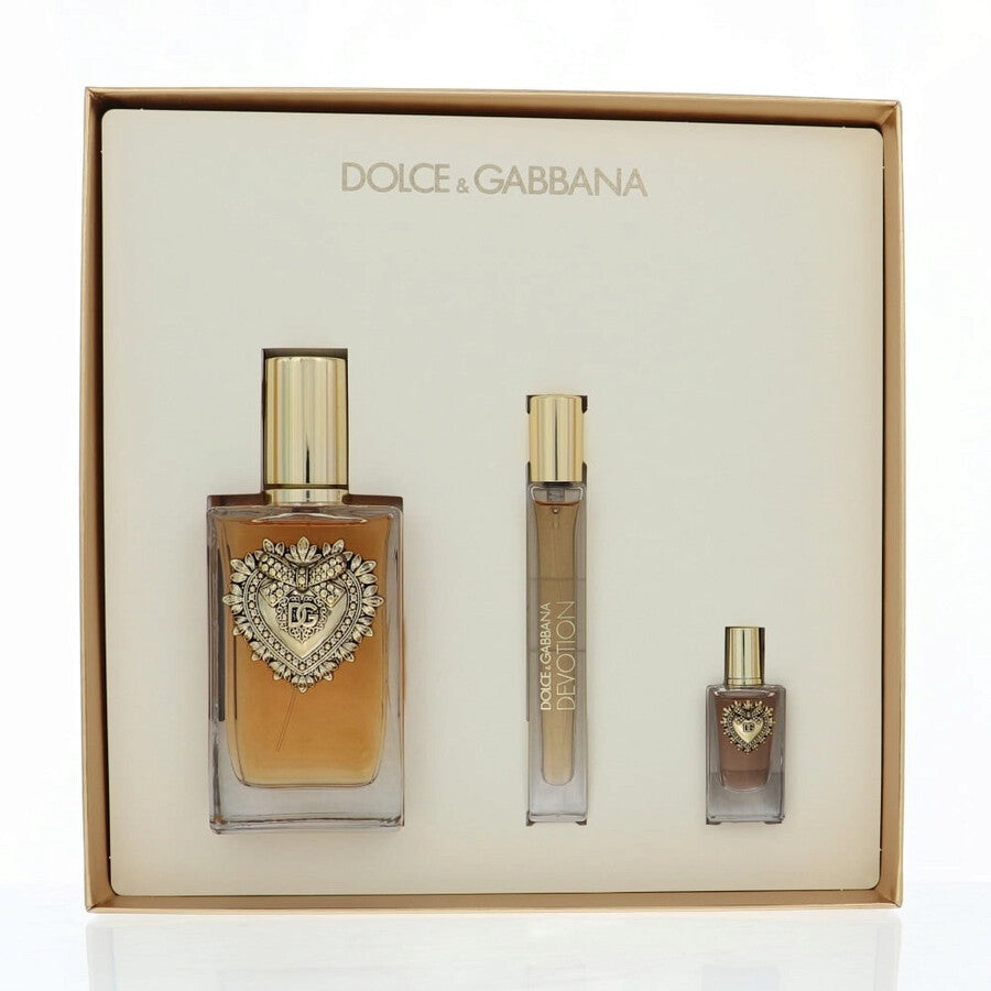 Dolce & Gabbana Devotion Women 3psc Gift Set 100ml EDP + 10ml EDP + 5ml EDP Eau de Parfum 100ml / 3.4 oz Spray For Women - New - Image 1