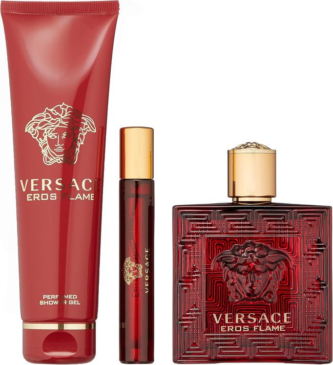 VERSACE EROS FLAME 3PC SET, MEN'S GIFT SET, EDP