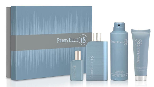 PERRY ELLIS 18 M 4PC SET, MEN'S GIFT SET, EDP