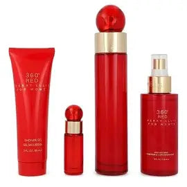 Perry Ellis 360 Red 4pc Set Full-size 3.4 Fl oz EDT Spray, 3 oz Shower Gel, 4 oz Body Mist, .25 Fl oz EDT Mini Spray Eau de Toilette 100ml / 3.4 oz Spray For Women - New - Image 1