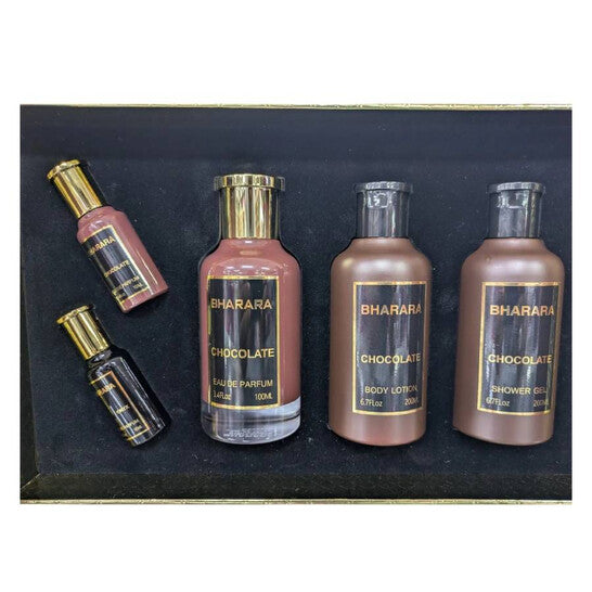 Bharara Bharara Chocolate EDP 5pc Gift Set - 3.4oz Onyx Edp- 0.3oz Chocolate EDP - 0.3oz Chocolate Body Lotion - 6.7oz Chocolate Shower Gel - 6.7oz Eau de Parfum 100ml / 3.4 oz Spray For Men - New - Image 1
