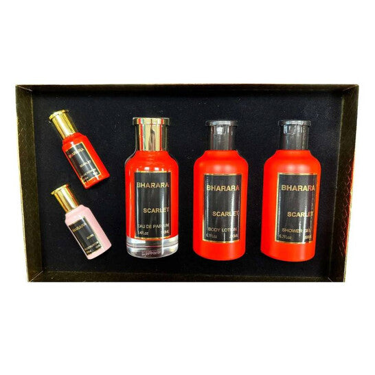 Bharara Bharara Scarlet 5pc Gift Set Eau de Parfum (3.4oz) Scarlet Eau de Parfum (0.34oz) Scarlet Body Lotion (6.7oz) Scarlet Shower Gel (6.7oz) Rose Eau de Parfum (0.34oz) Eau de Parfum 100ml / 3.4 oz Spray For Women - New - Image 1