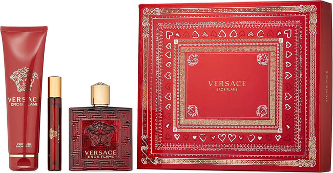 VERSACE EROS FLAME 3PC SET, MEN'S GIFT SET, EDP