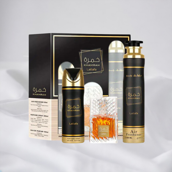 LATTAFA KHAMRAH 3PC SET, UNISEX GIFT SET, EDP