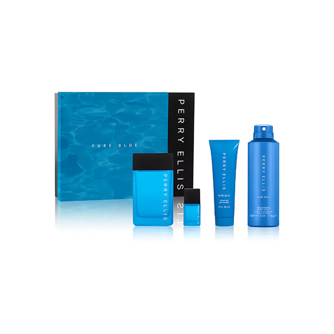 PERRY ELLIS PURE BLUE 4PC SET, MEN'S GIFT SET, EDT