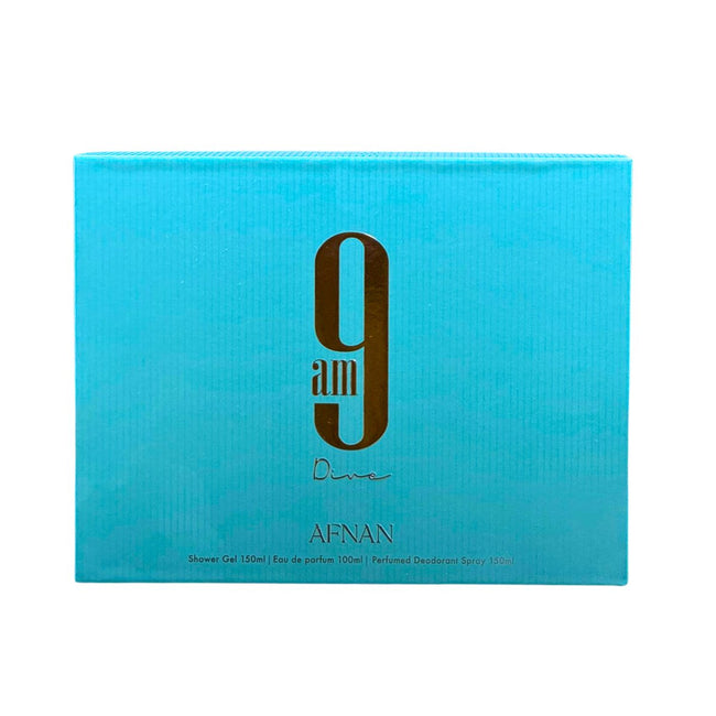 AFNAN 9AM DIVE 4PC SET, UNISEX GIFT SET, EDP