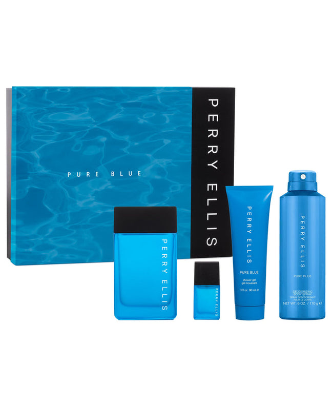 PERRY ELLIS PURE BLUE 4 PC SET, MEN'S GIFT SET, EDT