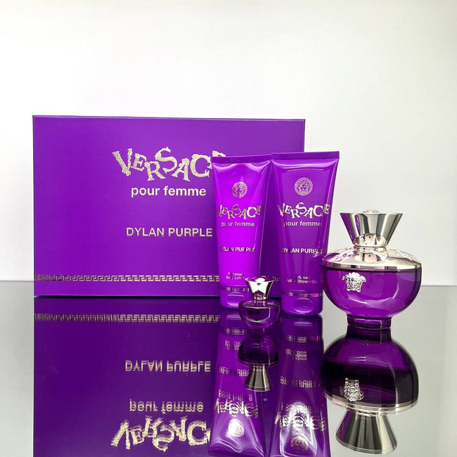 VERSACE DYLAN PURPLE 4PC SET, WOMEN'S GIFT SET, EDP
